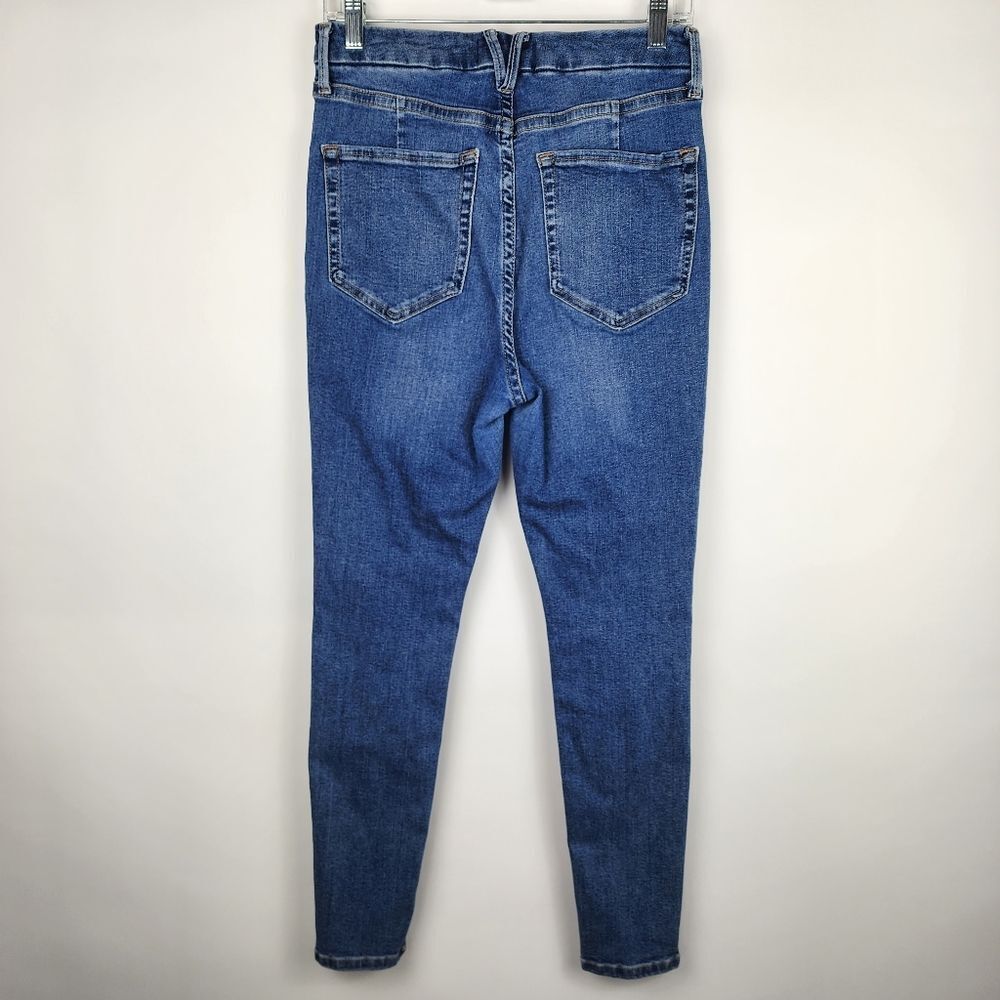 WE THE FREE WOMENS 31 HIGH RISE STRETCHY DENIM JEANS SKINNY LEG MEDIUM WASH BLUE - Picture 4 of 6